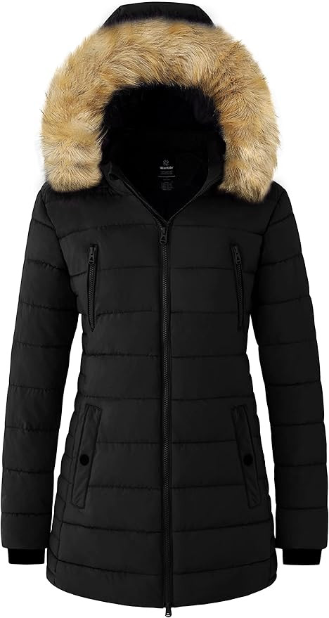 wantdo Women's Warm Winter Coat Heavy Puffer Jacket Parka with Fur Trimmed Hood | Amazon (US)