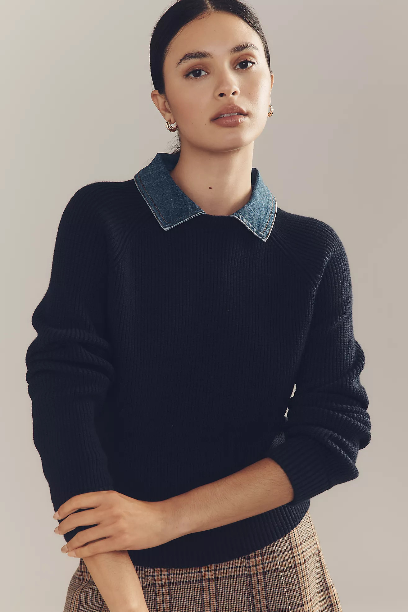 By Anthropologie Denim-Collar Polo Sweater | Anthropologie (US)