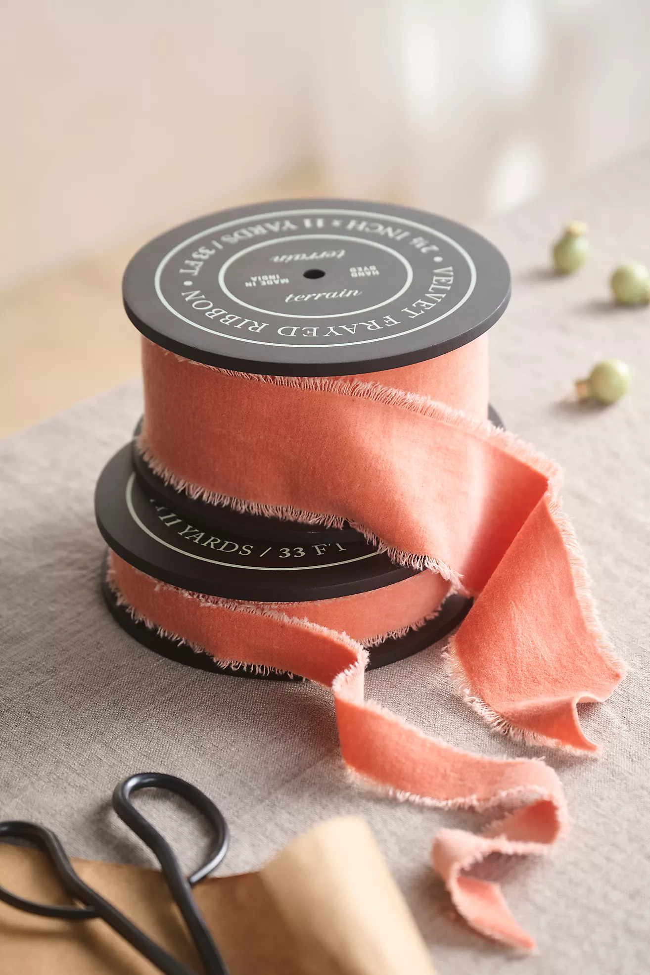 Antiqued Frayed Velvet Ribbon | Terrain