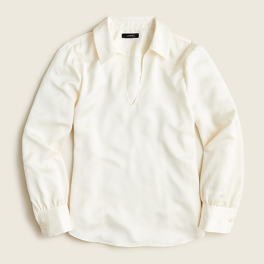 Collared satin-back crepe popover top | J. Crew US