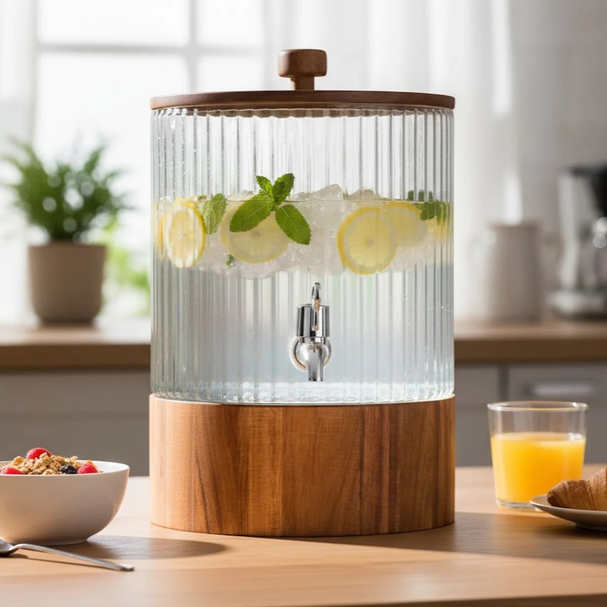 Naples Beverage Dispenser With Wooden Lid & Base 1.5 Gal | Wayfair North America