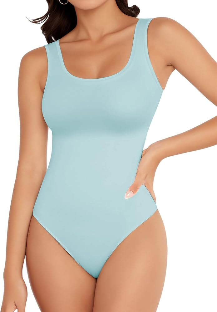 Women's Scoop Neck Sleeveless Bodysuits Backless Tank Top Body Suits for Womens Sexy Bodysuit Top... | Amazon (US)