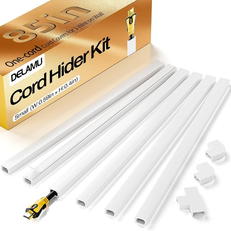 Delamu Cord Hider, Cord Covers for Wires on Wall, One-Cord Cable Hider, Self-Adhesive Wire Hiders... | Amazon (US)