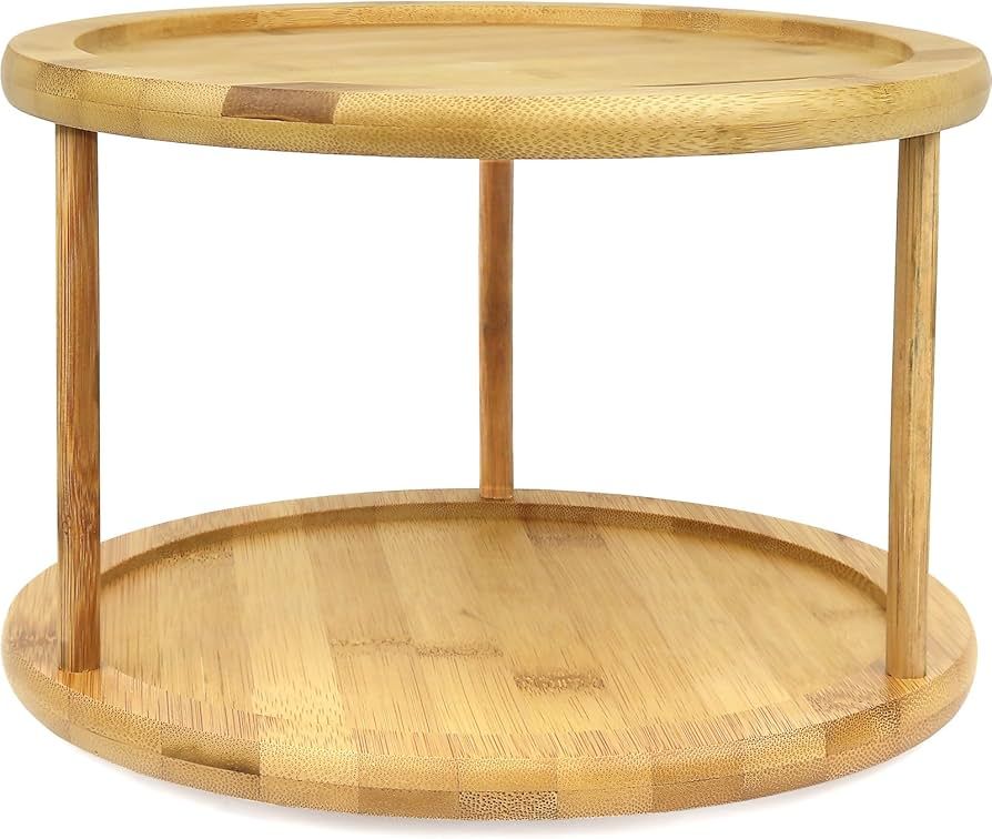 Greenco Premium Bamboo 2 Tier Lazy Susan Turntable,Brown | Amazon (US)