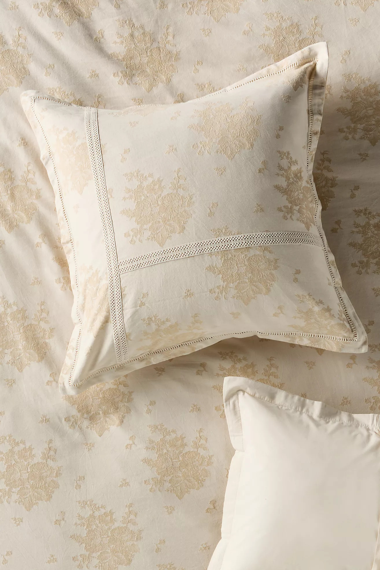 Nadia Cotton Solid Floral Embellished Euro Sham | Anthropologie (US)
