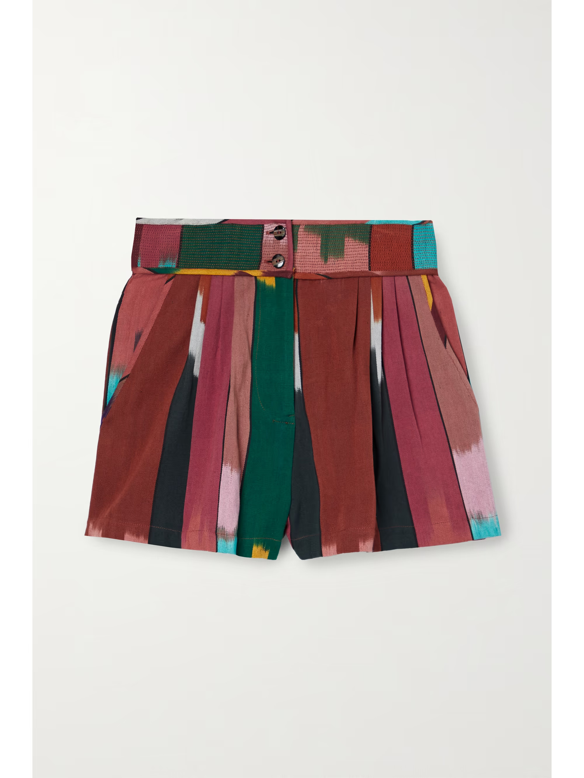 Marjani pleated striped cotton shorts | NET-A-PORTER (US)