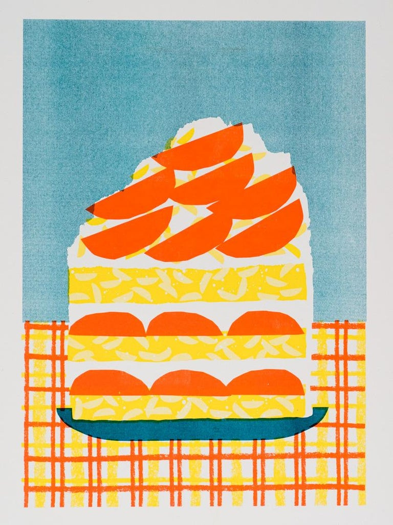 Peaches & Cream Sponge Cake Slice | 1stDibs