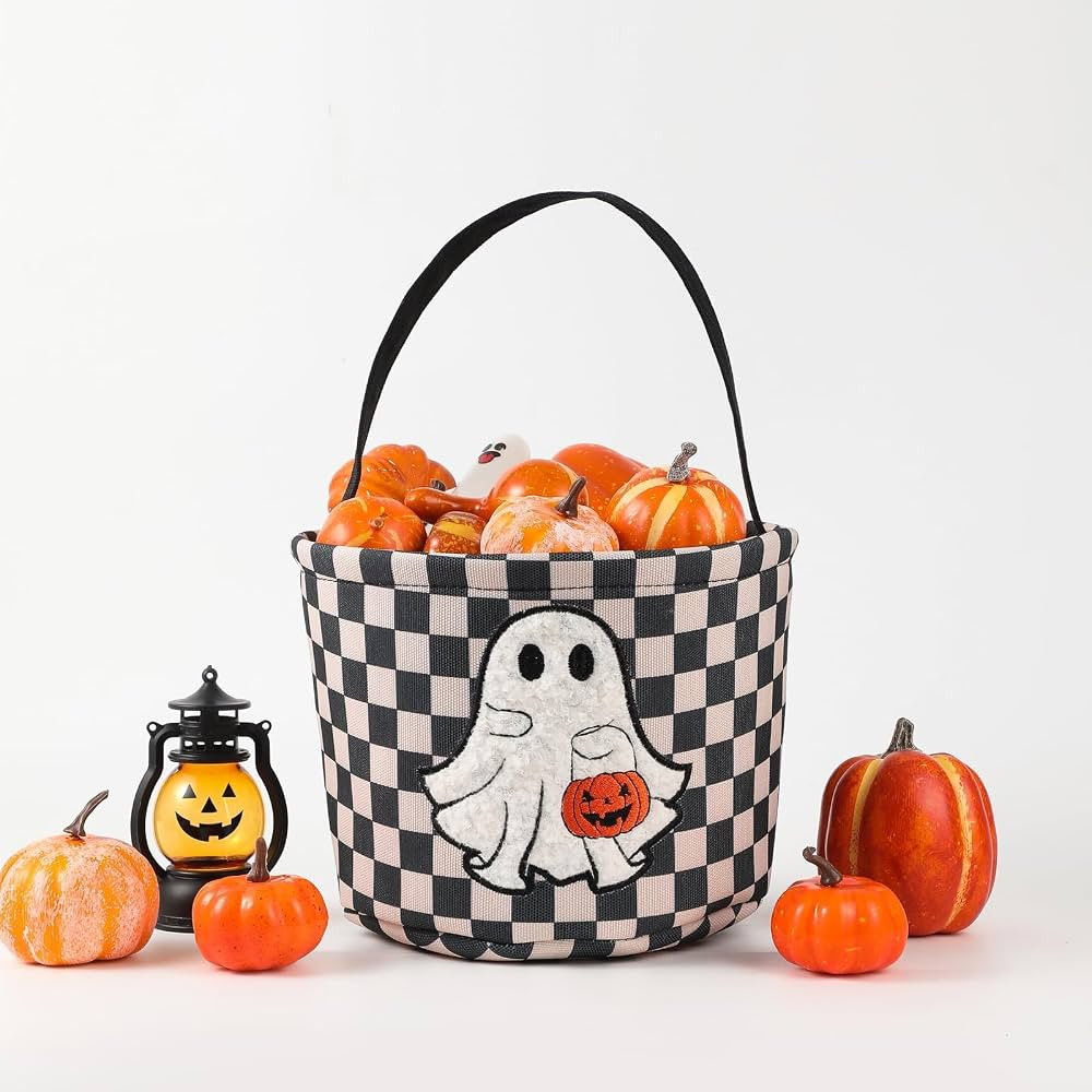Halloween Bucket, Trick or Treat Basket for Kids Girl Boy Halloween Candy Bucket Gift Basket Canv... | Amazon (US)