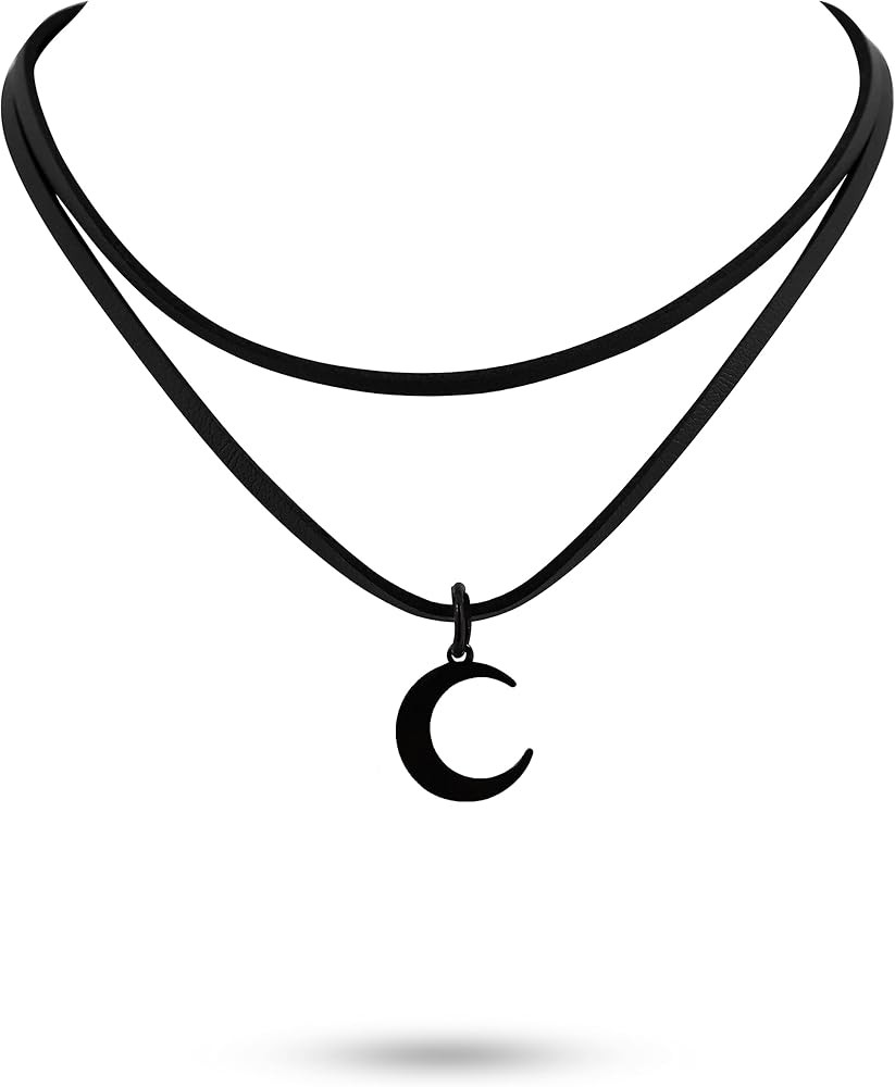 Sacina Gothic Layered Black Crescent Moon Choker, Moon Necklace, Gothic Emo Grunge Necklace, Goth... | Amazon (US)