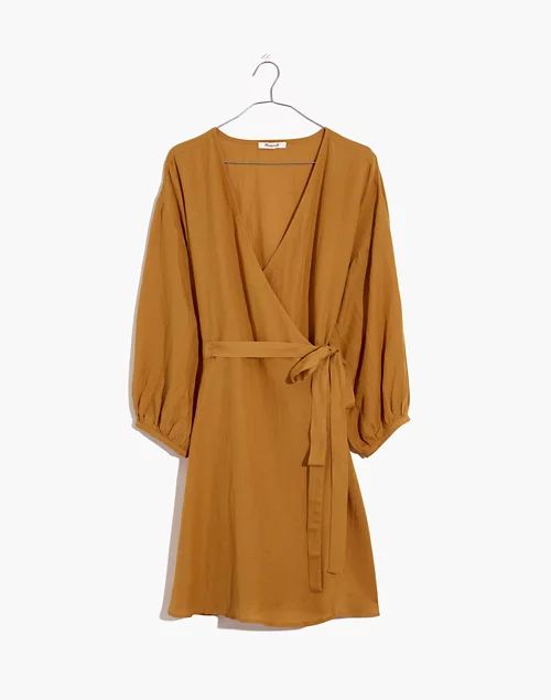 Linen-Blend Balloon-Sleeve Wrap Dress | Madewell