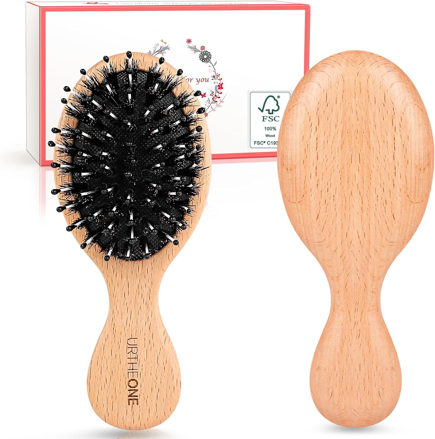 Hair Brush Mini Boar Bristle Hairbrush Pocket Travel Small Paddle Hair Brush for Men Women Kids f... | Amazon (UK)