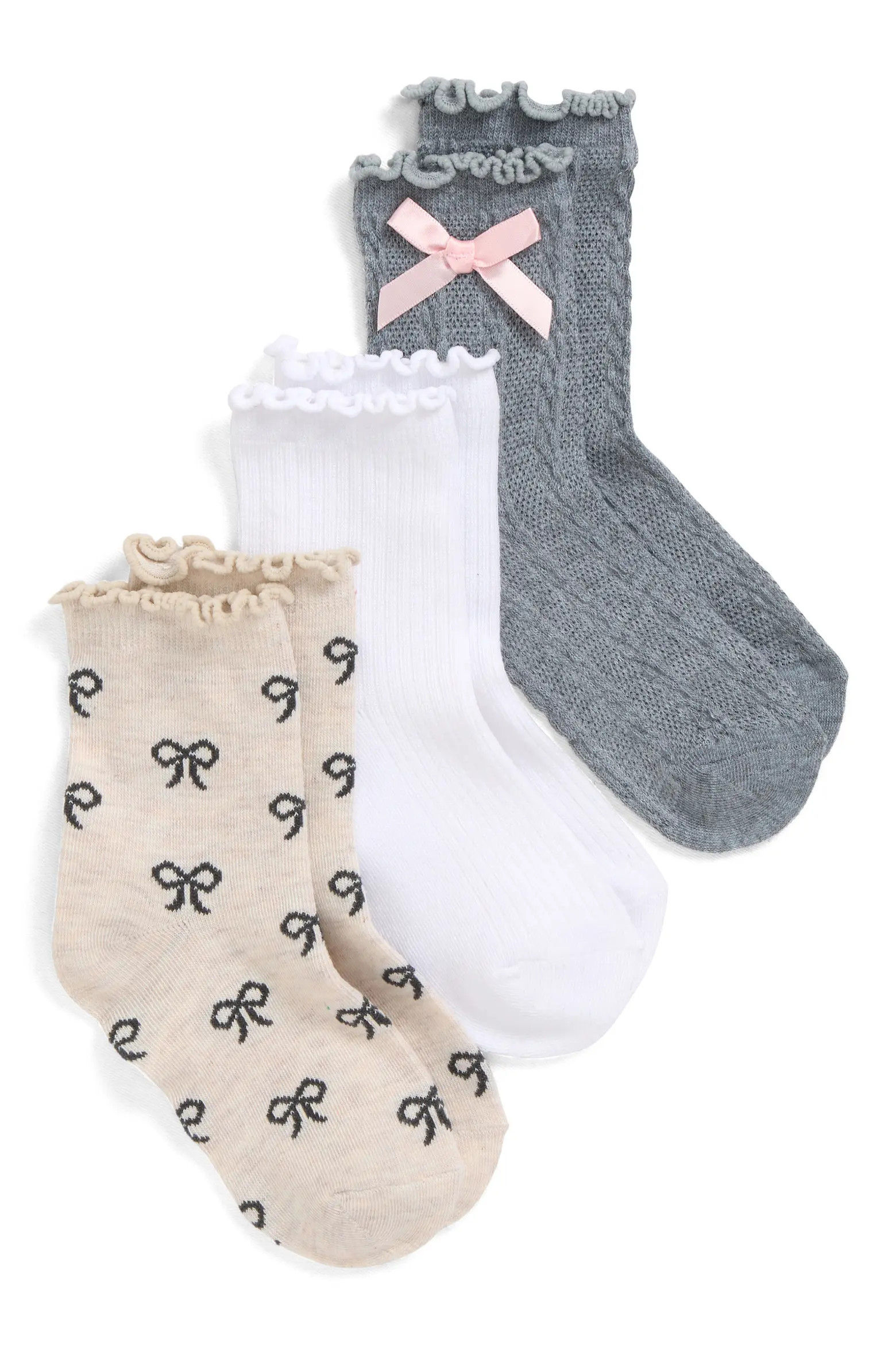 Kids' Assorted 3-Pack Lettuce Edge Crew Socks (Women) | Nordstrom | Nordstrom
