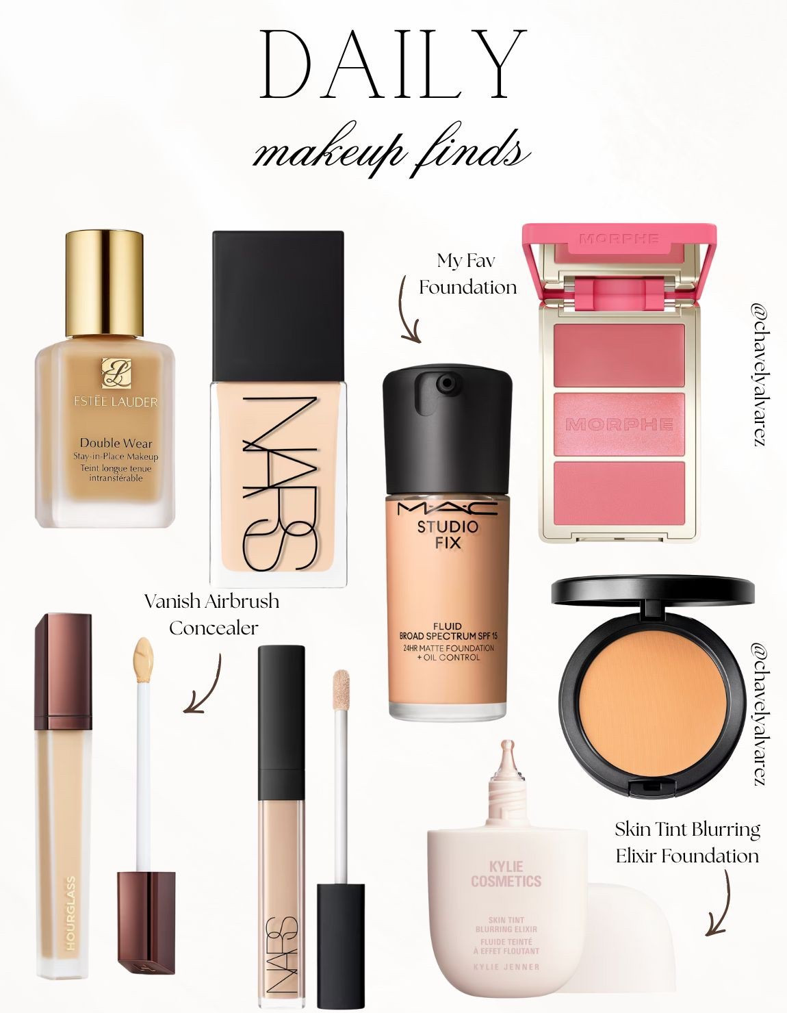 DAILY MAKEUP: Flawless Foundations, Blurring Elixirs, & Rosy Cheeks! 💄

Achieve a professional finish with this perfectly curated collection of daily makeup essentials from Ulta!

We are obsessed with these cult-favorite base products: from the full-coverage Estée Lauder Double Wear and NARS Natural Radiant foundations to the lightweight Kylie Cosmetics Skin Tint Blurring Elixir. Balance your complexion with high-performance concealers like the Hourglass Vanish Airbrush or NARS Radiant Creamy options. Finish the look with a healthy glow using the Morphe blush palette and set everything in place with a smooth pressed powder for a touch of polished, everyday glam!

#DailyMakeup
#UltaBeauty
#UltaFinds
#FoundationRoutine
#EsteeLauder
#NARSissist
#KylieCosmetics
#MorpheBabe
#MakeupEssentials
#FlawlessSkin
#BeautyHaul
#LTKBeauty
#MakeupInspo
#EverydayMakeup
#GlowySkin


#LTKgrwm #LTKBeauty #LTKFindsUnder50