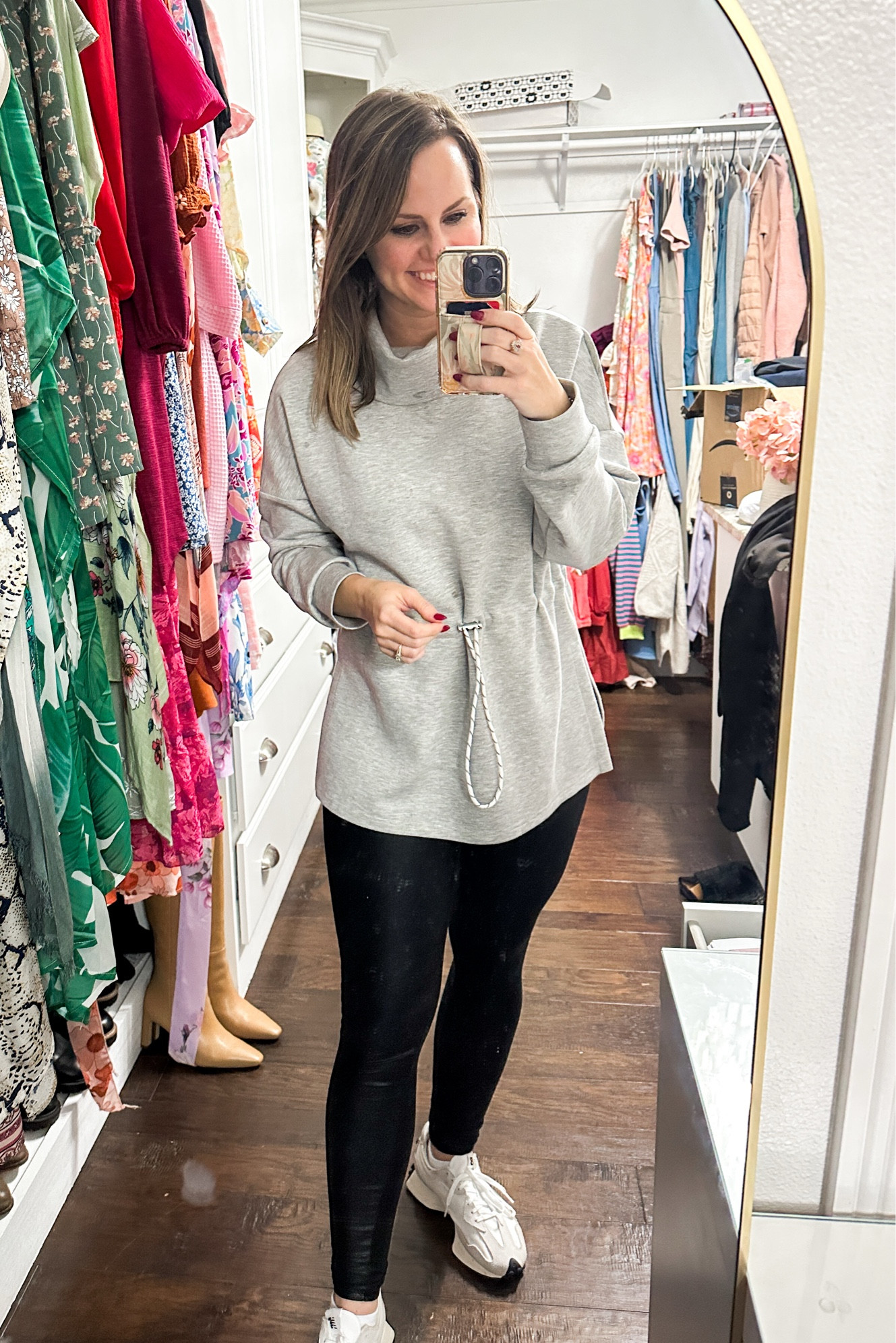 Casual winter outfit. Loving this tunic pullover that is perfect with leggings. Cute side slit details & longer in the back! Fabric feels like spanx air essentials- SO GOOD!!!! Wearing size m. My fave new balance sneakers!!! 

Amazon fashion finds. Millennial mom style. Turtleneck top with cinched in waist. Casual everyday style. Errands outfit. Amazon leggings. 

#LTKFindsUnder50 #LTKActive #LTKStyleTip