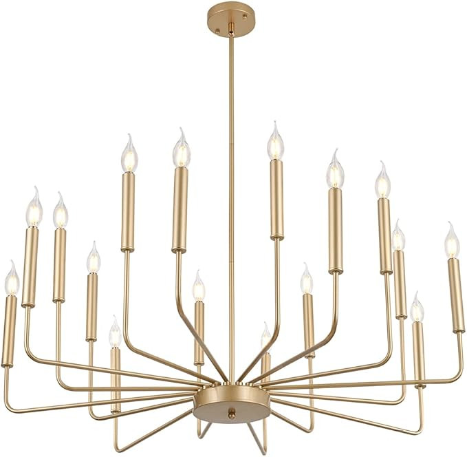 Qamra Modern Metal Gold Chandelier, 16-Light Farmhouse Classic Candle Ceiling Hanging Light Fixtu... | Amazon (US)