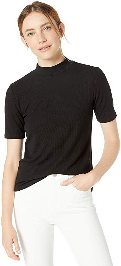 The Drop Women's Joanna Short Sleeve Mock Neck Ribbed T-Shirt | Amazon (US)