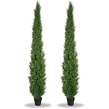 8 Feet Pre-Potted Evergreen Outdoor Artificial Cedar Tree for Front Porch Decor, Outdoor Entryway... | Amazon (US)
