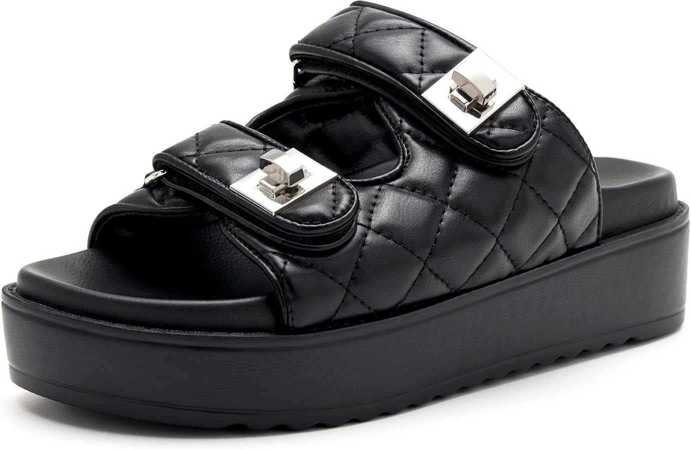 vodvob Women's platform Sandals Slide Double Straps Adjustable Slides Comfort Slides Open Toe Sum... | Amazon (US)