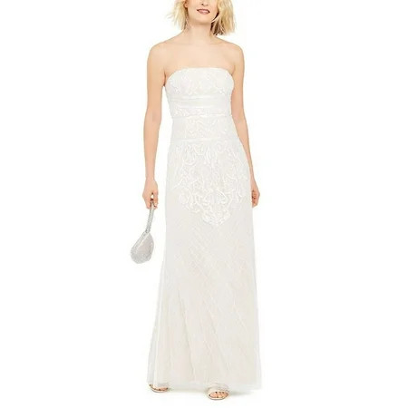 Adrianna Papell Women s Beaded Strapless Gown White Size 12 | Walmart (US)