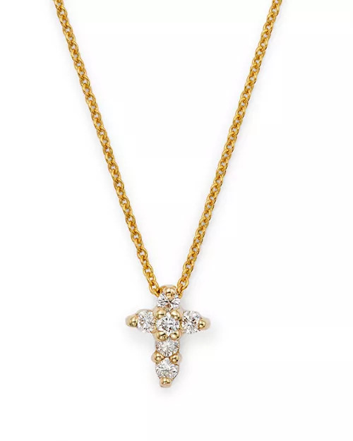 18K Gold Diamond Baby Cross Pendant Necklace, 16" | Bloomingdale's (US)
