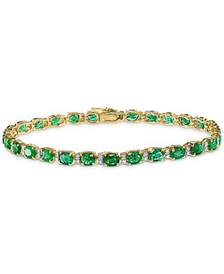 EFFY® Emerald (9-1/3 ct. t.w.) and Diamond (1/4 ct. t.w.) Tennis Bracelet in 14k Gold (Also Avai... | Macy's