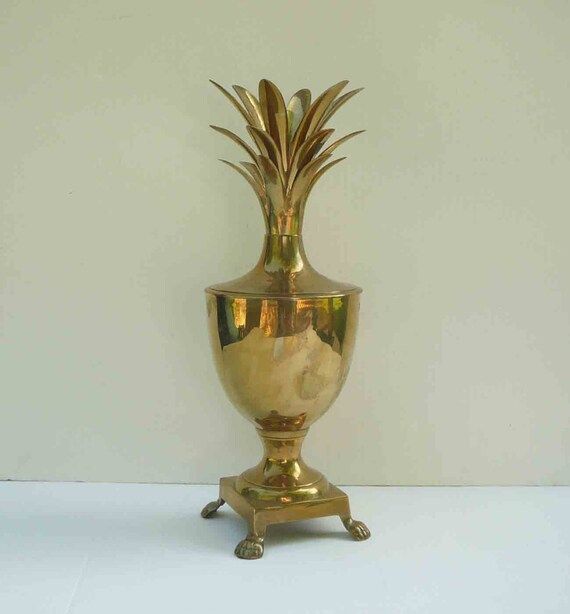 Vintage Brass Pineapple Urn 16" Hollywood Regency Glam Container Mid Century Ice Bucket Mantle Vase  | Etsy (US)