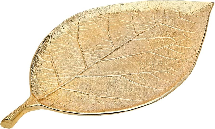 Gold Leaf Decorative Serving Tray for Appetizers, Desserts, Hors D'vour Dish - Medium | Amazon (US)