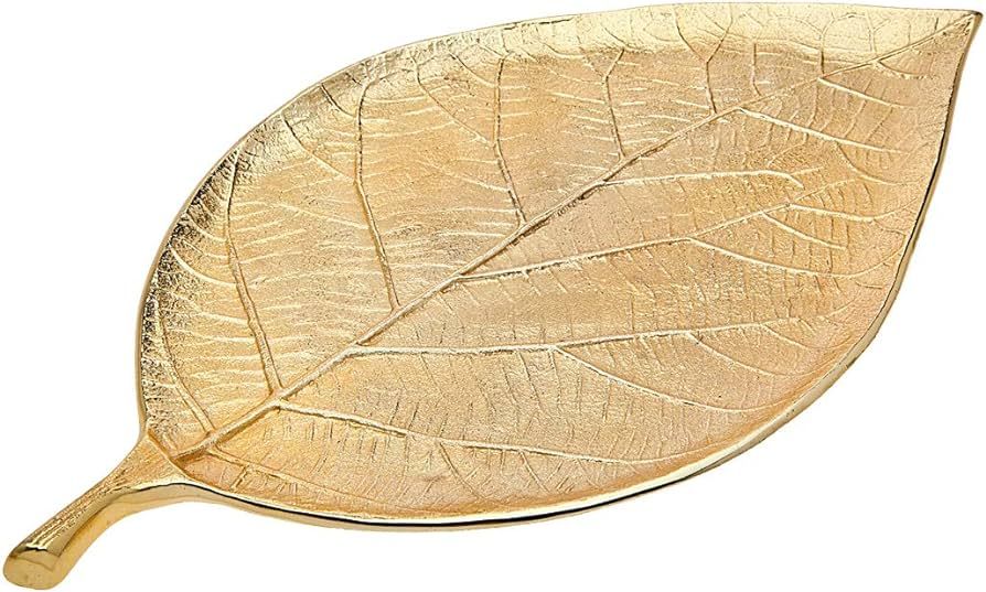 Gold Leaf Decorative Serving Tray for Appetizers, Desserts, Hors D'vour Dish - Medium | Amazon (US)