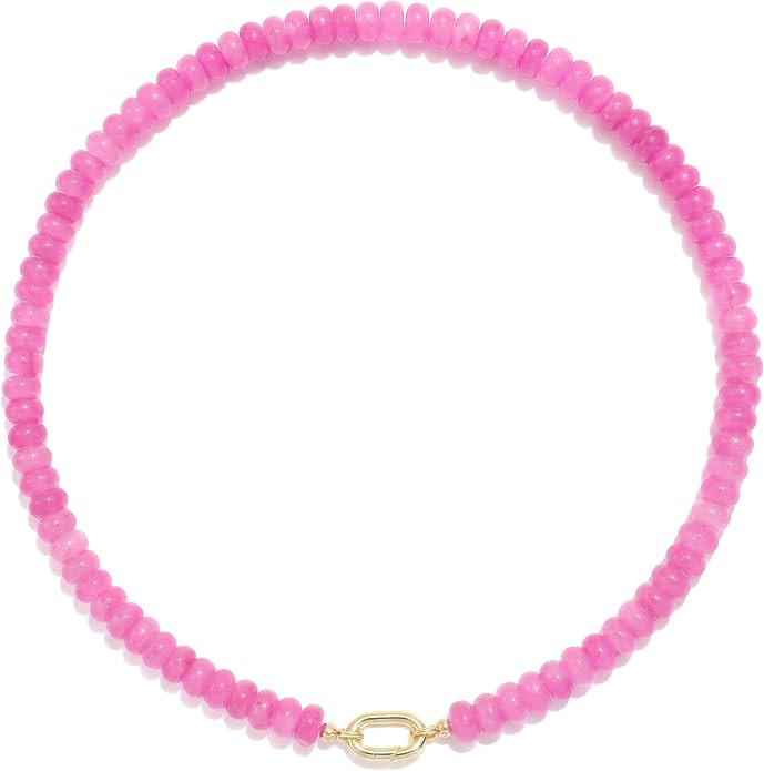 Beaded Gemstone Necklaces for Women Bohemian Colored Choker Natural Stone Bead Summer Beach Handm... | Amazon (US)