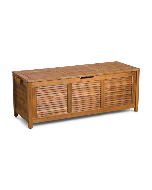 Outdoor Acacia Wood Storage Bench | TJ Maxx