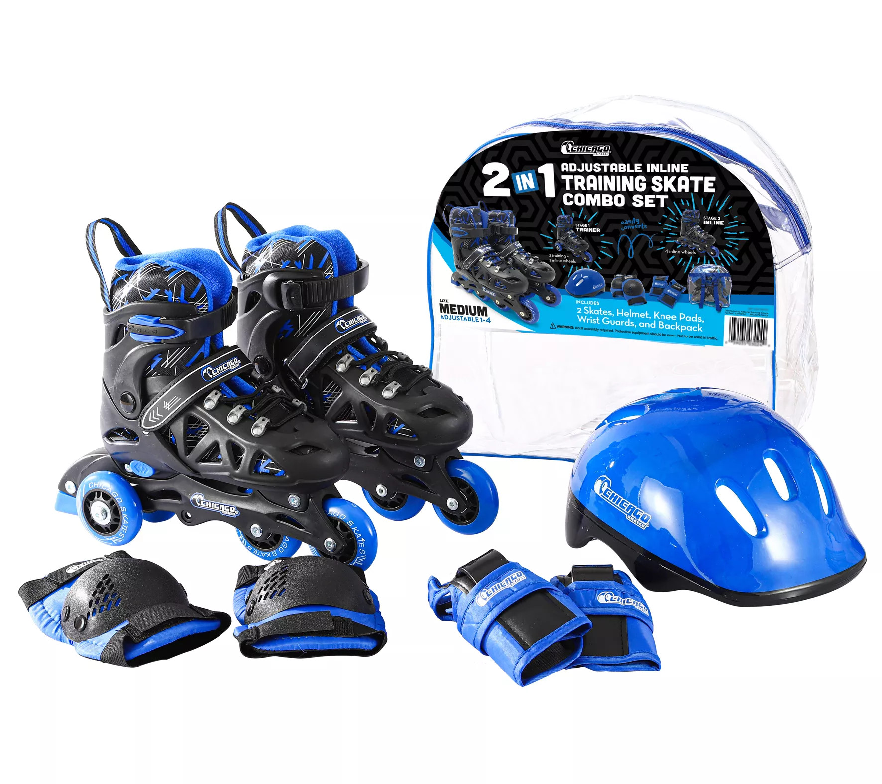 Chicago Skates Boys' Adjustable Inline TrainingCombo Set - QVC.com | QVC