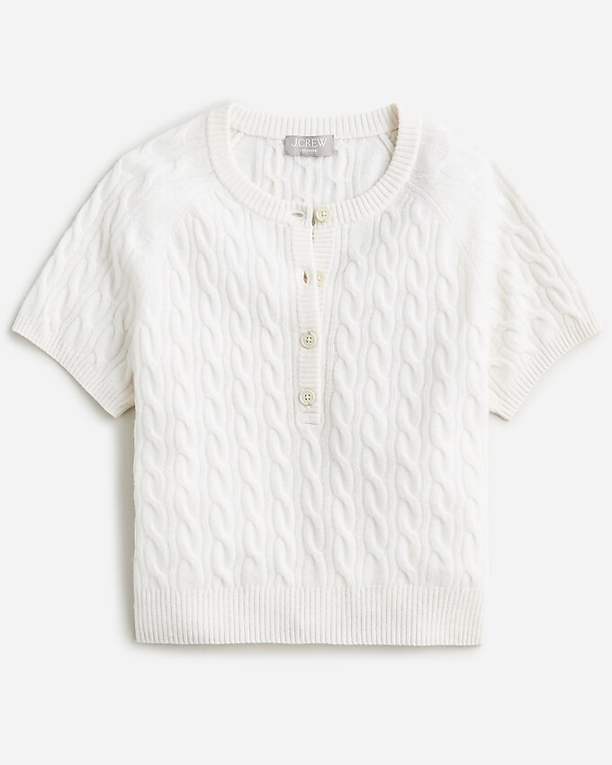 Cashmere cable-knit henley T-shirt | J. Crew US