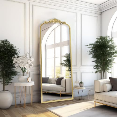 AIXI HOME Arched Gold Antique Full Length Mirror, 22"x65" Traditional Elegant Vintage Floor Body Mirror with Ornate Matel Frame, Baroque Inspired Home Decor for Bedroom/Living Room/Hallway | Amazon (US)
