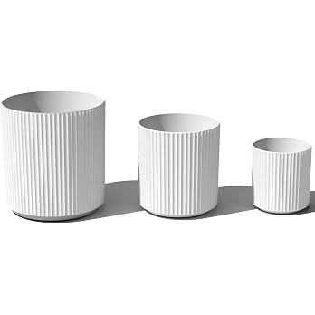 Veradek Demi Round White Plastic Planter Bundle (12 in. 16 in. 20 in.) DMV-BUN-W | Amazon (US)