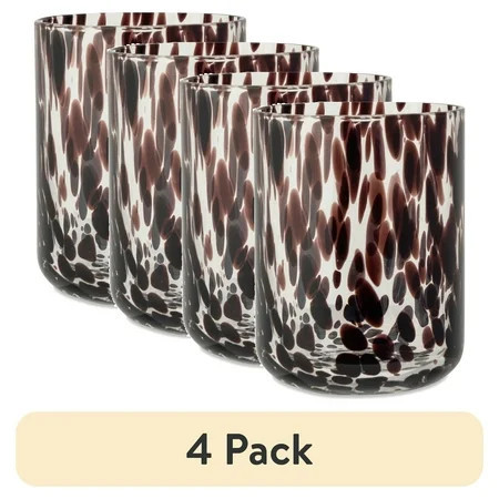 (4 pack) Thyme & Table 12 fl oz Black Tortoise Drinking Glass | Walmart (US)