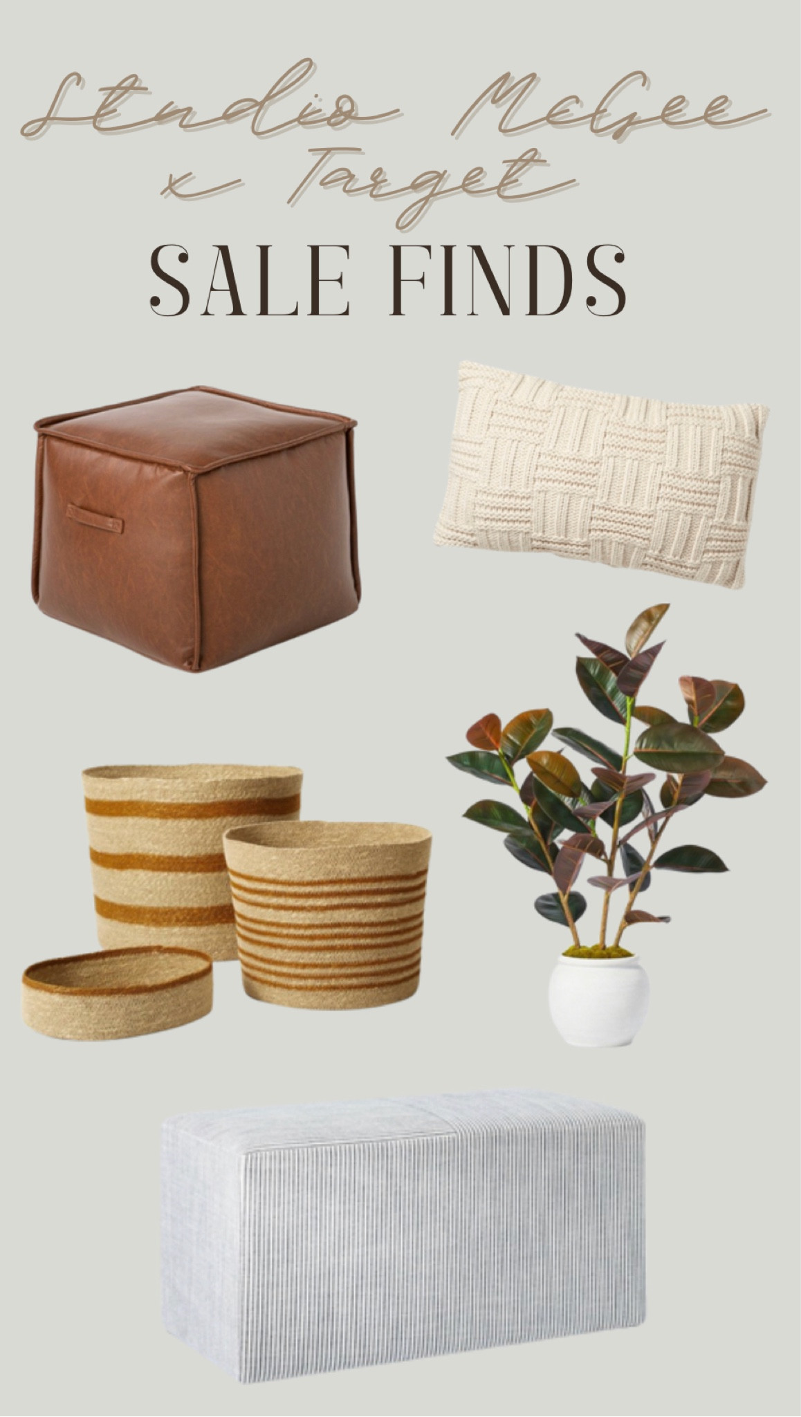 Target x Studio McGee sale finds

Square ottoman, leather ottoman, neutral lumbar, woven basket, faux plant, neutral home decor

#LTKhome #LTKFind #LTKunder50