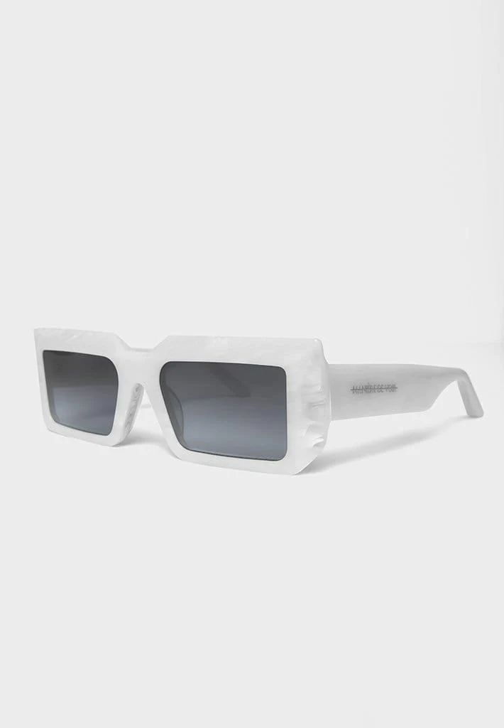 Marble-Effect Rectangular Sunglasses - White | Maniere De Voir