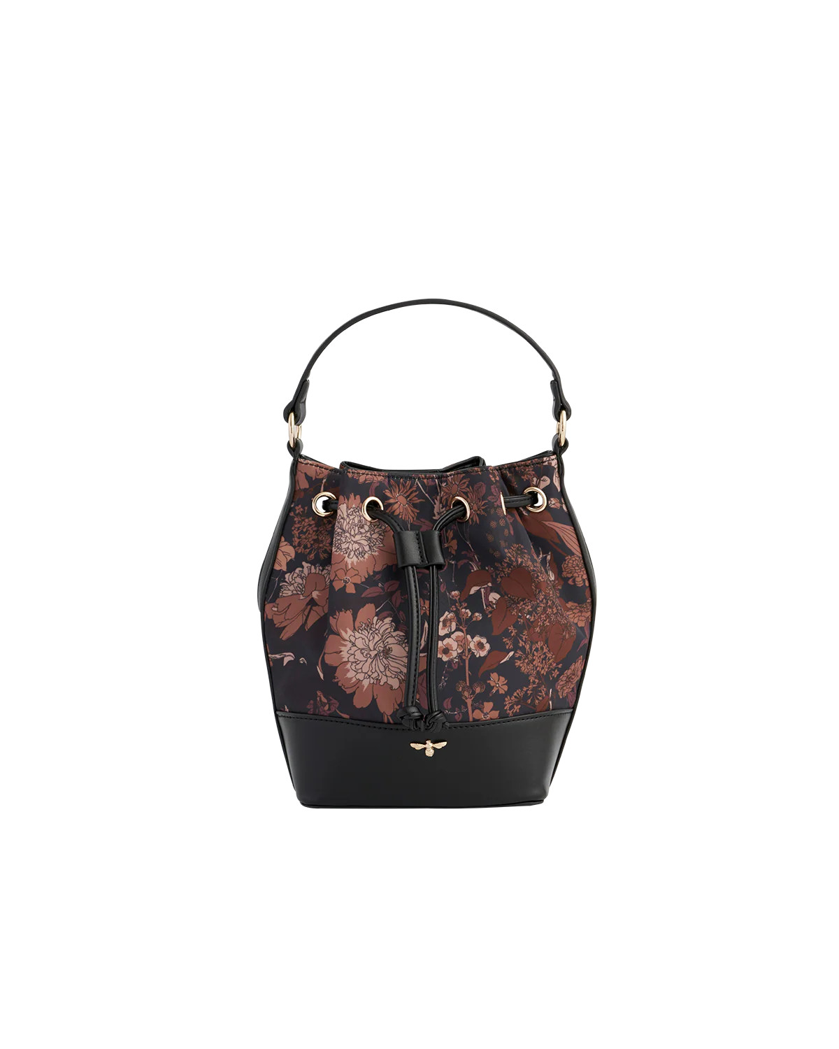 Borsa a Secchiello Nera Deco Blooms | Fable England