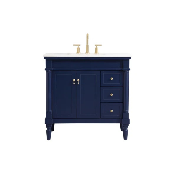Uriah 36'' Free-standing Single Bathroom Vanity with Marble Vanity Top | Wayfair North America