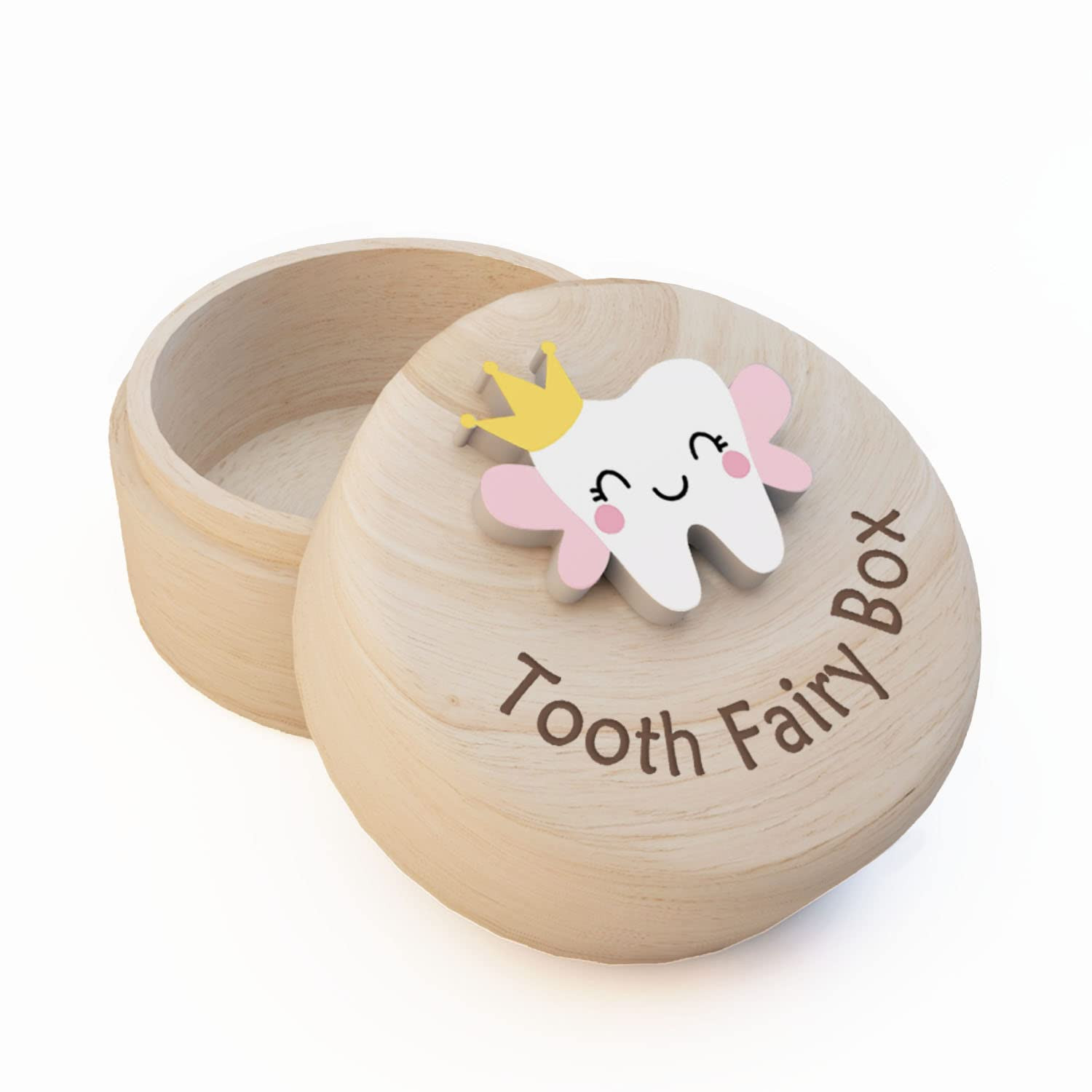 Tooth Fairy Box for Girls, Cute Carved Wooden Box with 3D Tooth, Stores Lost Teeth for Kids, Souv... | Amazon (US)