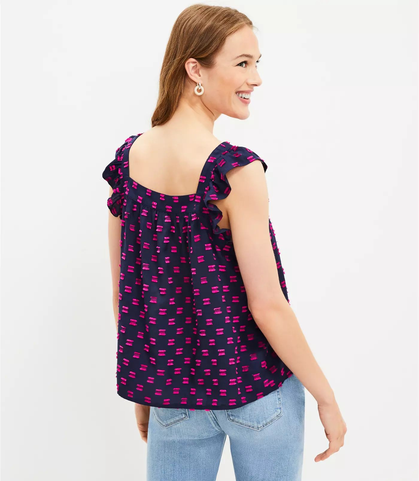 Clip Ruffle Square Neck Top | LOFT | LOFT