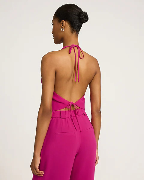 Signature Crepe Halter Blazer Vest | Express