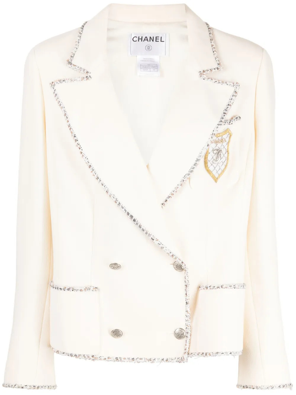 CHANEL Pre-Owned 2005 Emblem wool jacket - Neutrals | Farfetch Global