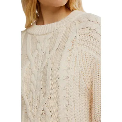 Free People Frankie Cable Cotton Sweater in Heavenly Lavender at Nordstrom, Size Small | Nordstrom