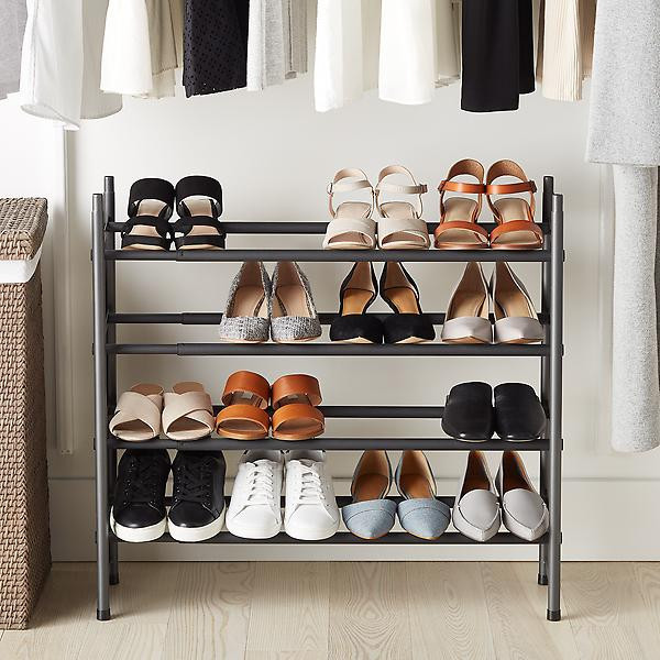 Graphite 4-Tier Expandable Shoe Rack | The Container Store