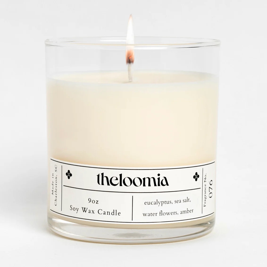 No.76 Eucalyptus, Sea Salt, Water Flowers, Amber Soy Candle | The Loomia