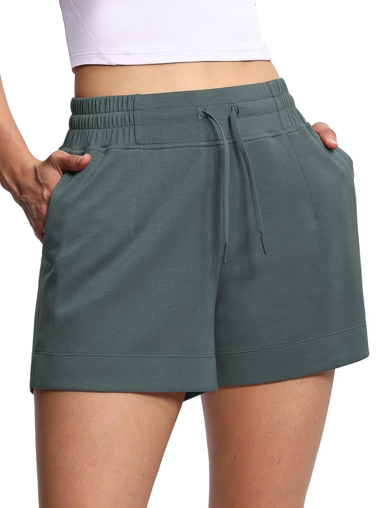 THE GYM PEOPLE Women's Drawstring Sweat Shorts High Waisted Summer Workout Lounge Shorts with Poc... | Amazon (US)