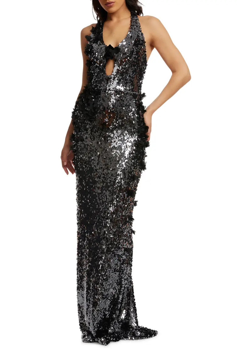 Dress the Population Priscilla Sequin Halter Gown | Nordstrom | Nordstrom