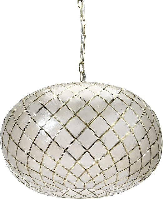 Creative Co-Op DF4643 Metal Ceres Capiz Lamp Pendant, White & Gold | Amazon (US)