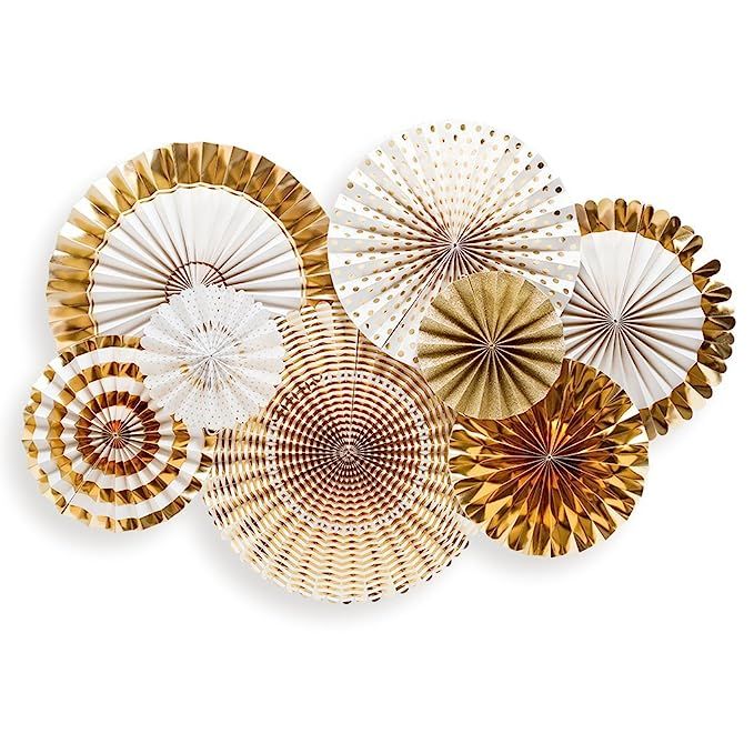 My Mind's Eye FYP108 Single Sided Glitter and Gold Party Fans Rosettes, Set of 8 | Amazon (US)